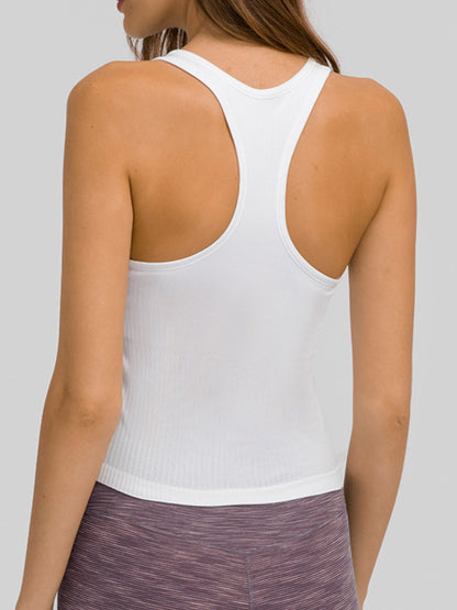 Millennia Round Neck Racerback Active Tank White