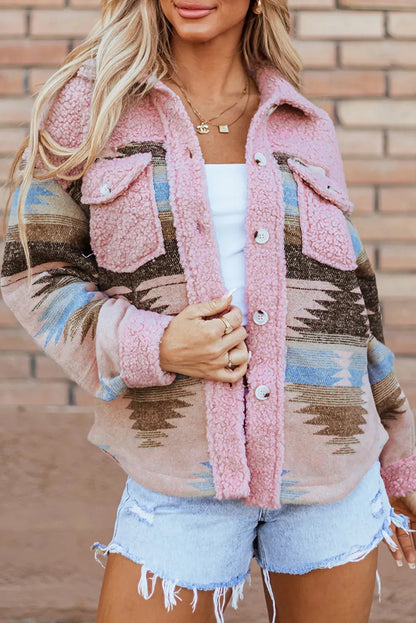 Button Up Long Sleeve Jacket Dusty Pink