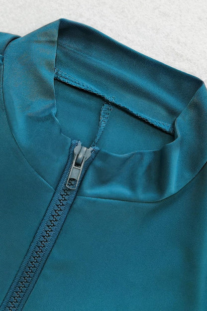 Cap, Quarter Zip Top and Pants Swim Set Deep Teal