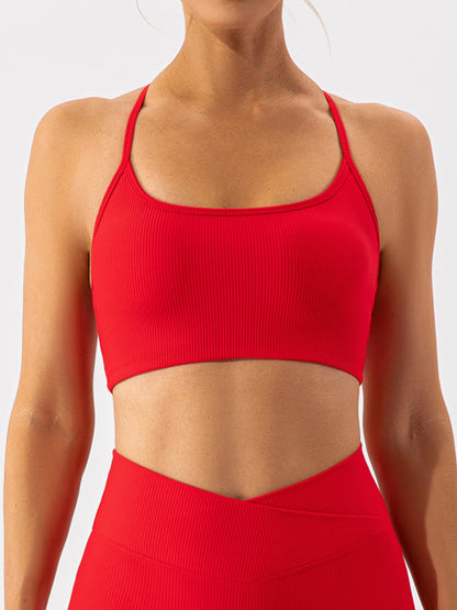 Spaghetti Strap Active Bra Red