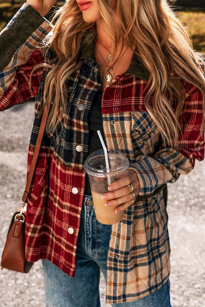 Plaid Button Up Long Sleeve Jacket Plaid