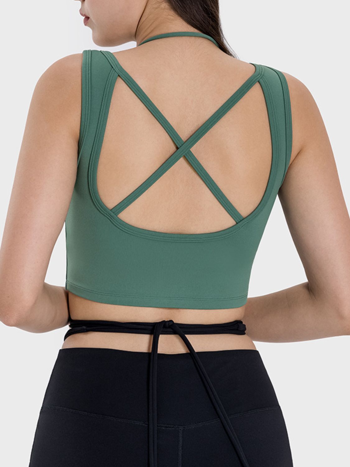 Millennia Crisscross Square Neck Active Tank Mocha