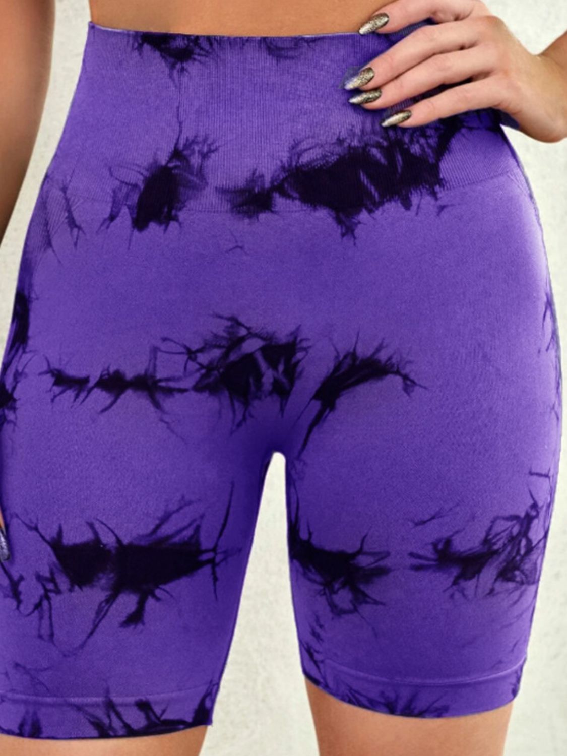 Tie-Dye High Waist Active Shorts Electric Purple