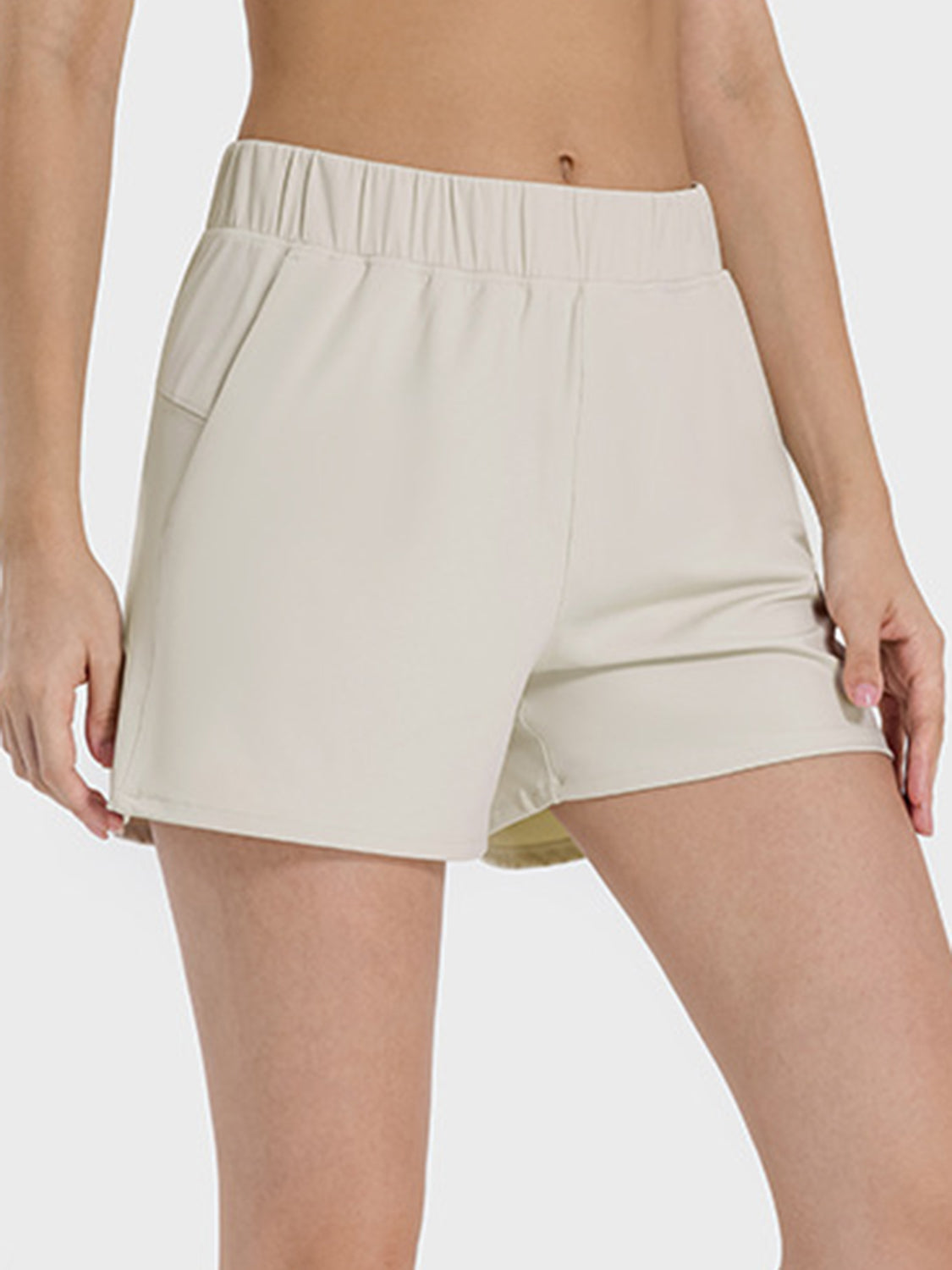 Millennia Elastic Waist Active Shorts Beige