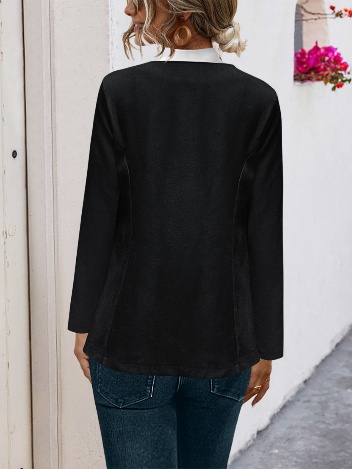 Open Front Long Sleeve Cardigan Black