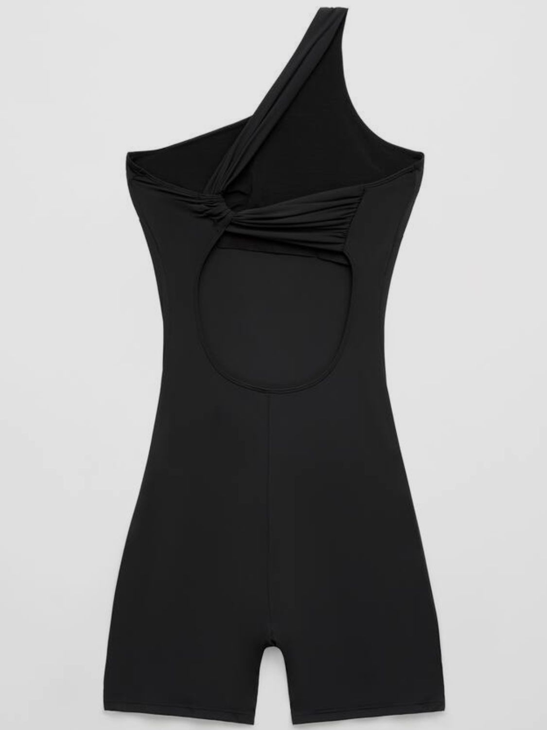 Single Shoulder Active Romper Black