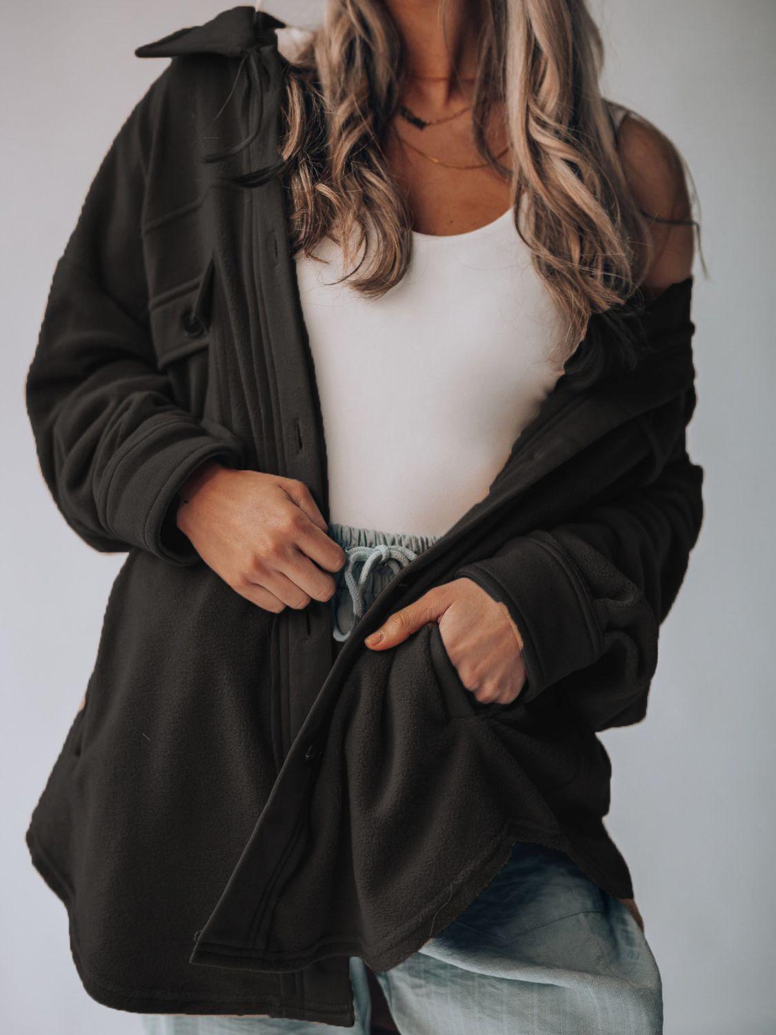 Button Up Long Sleeve Jacket Black