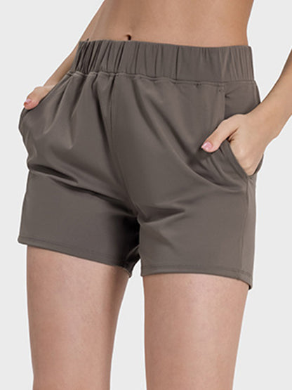 Millennia Elastic Waist Active Shorts Mocha