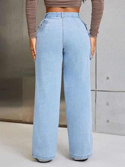 Wide Leg Jeans with Pockets Light