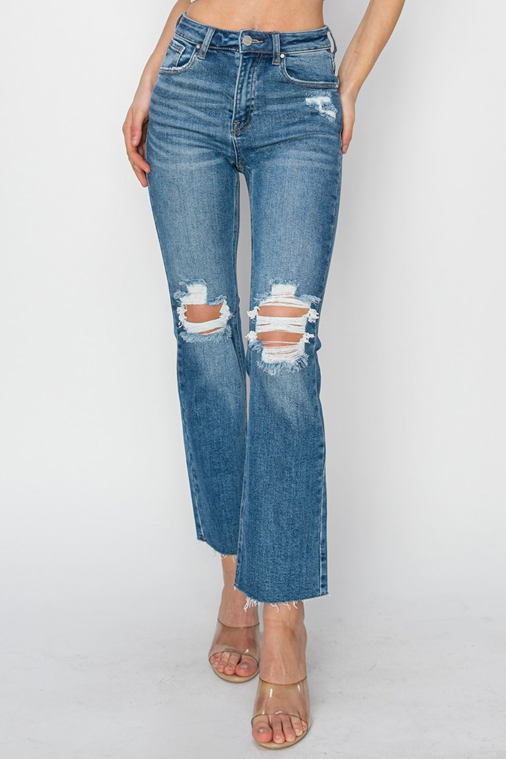 RISEN High Rise Distressed Ankle Jeans Medium