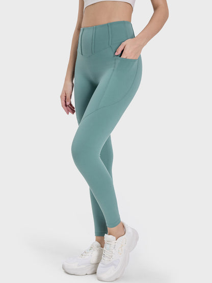 Millennia Pocketed High Waist Active Leggings Teal