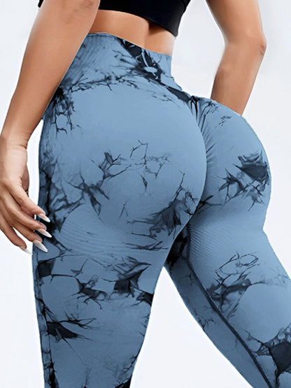 Tie-Dye High Waist Active Leggings Light Blue