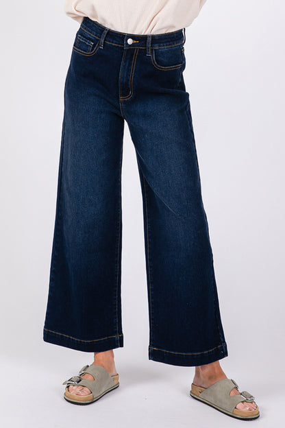 SAGE + FIG High Waist Wide Leg Jeans Denim Blue