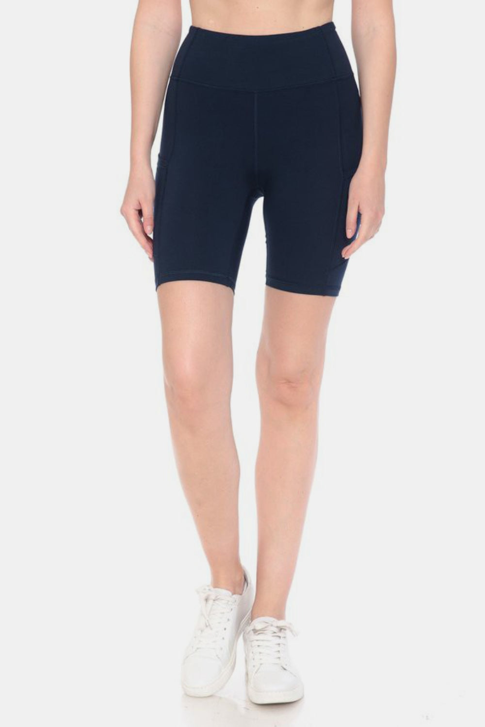 Leggings Depot Full Size High Waist Active Shorts Navy