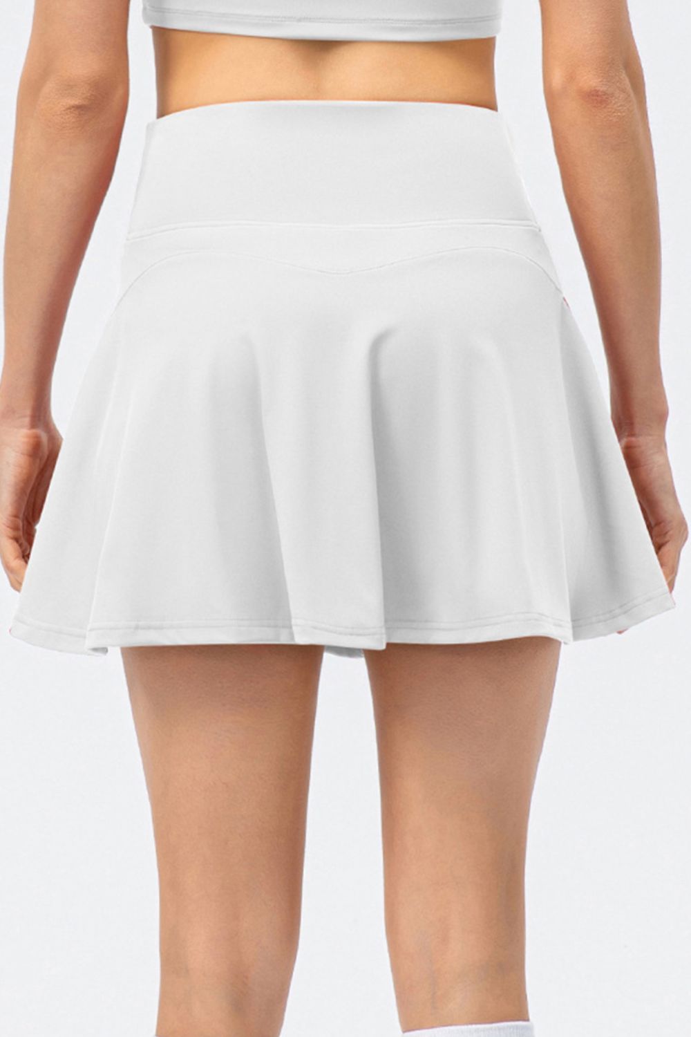 High Waist Wide Waistband Active Skirt White