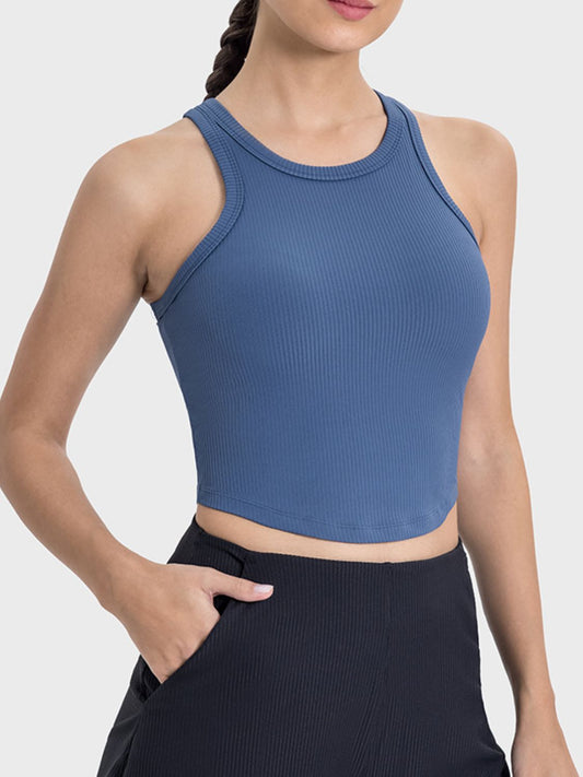 Millennia Round Neck Racerback Active Tank Dusty Blue