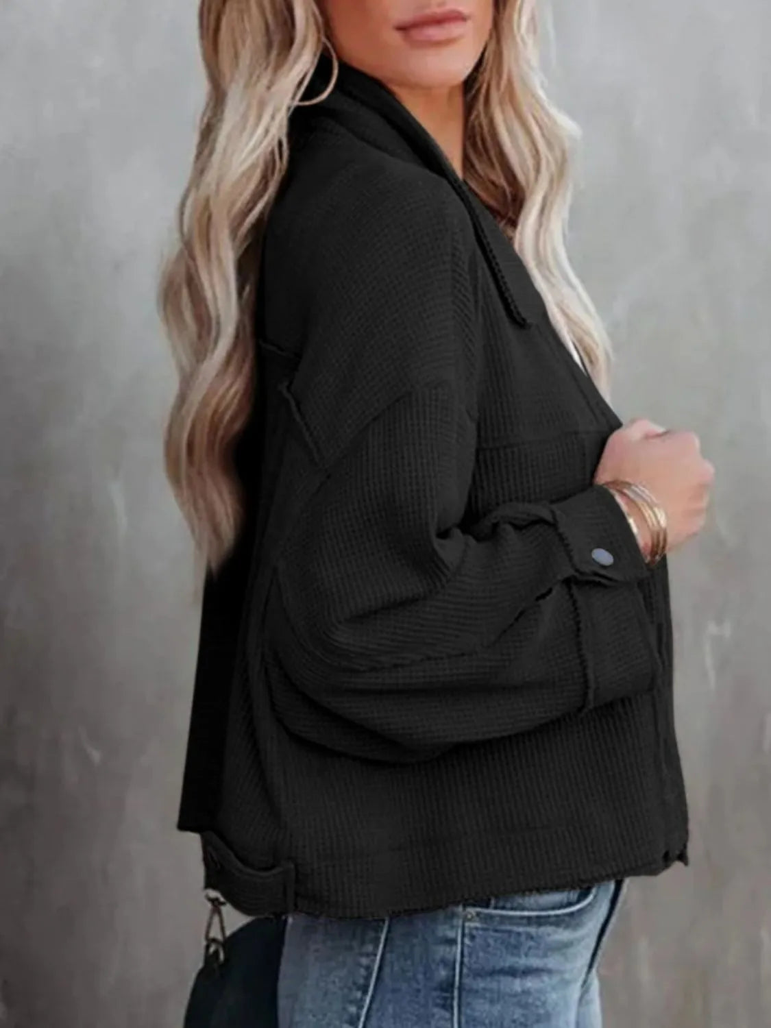 Button Up Long Sleeve Jacket Black