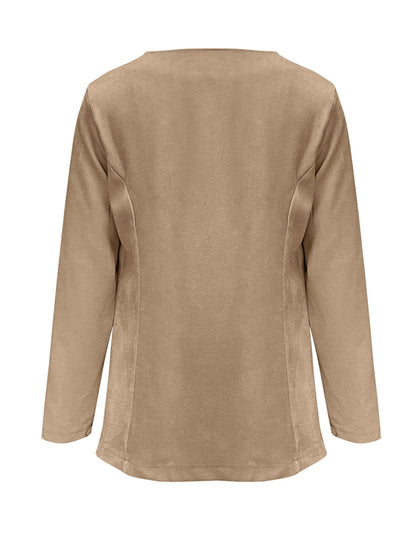 Open Front Long Sleeve Cardigan Camel