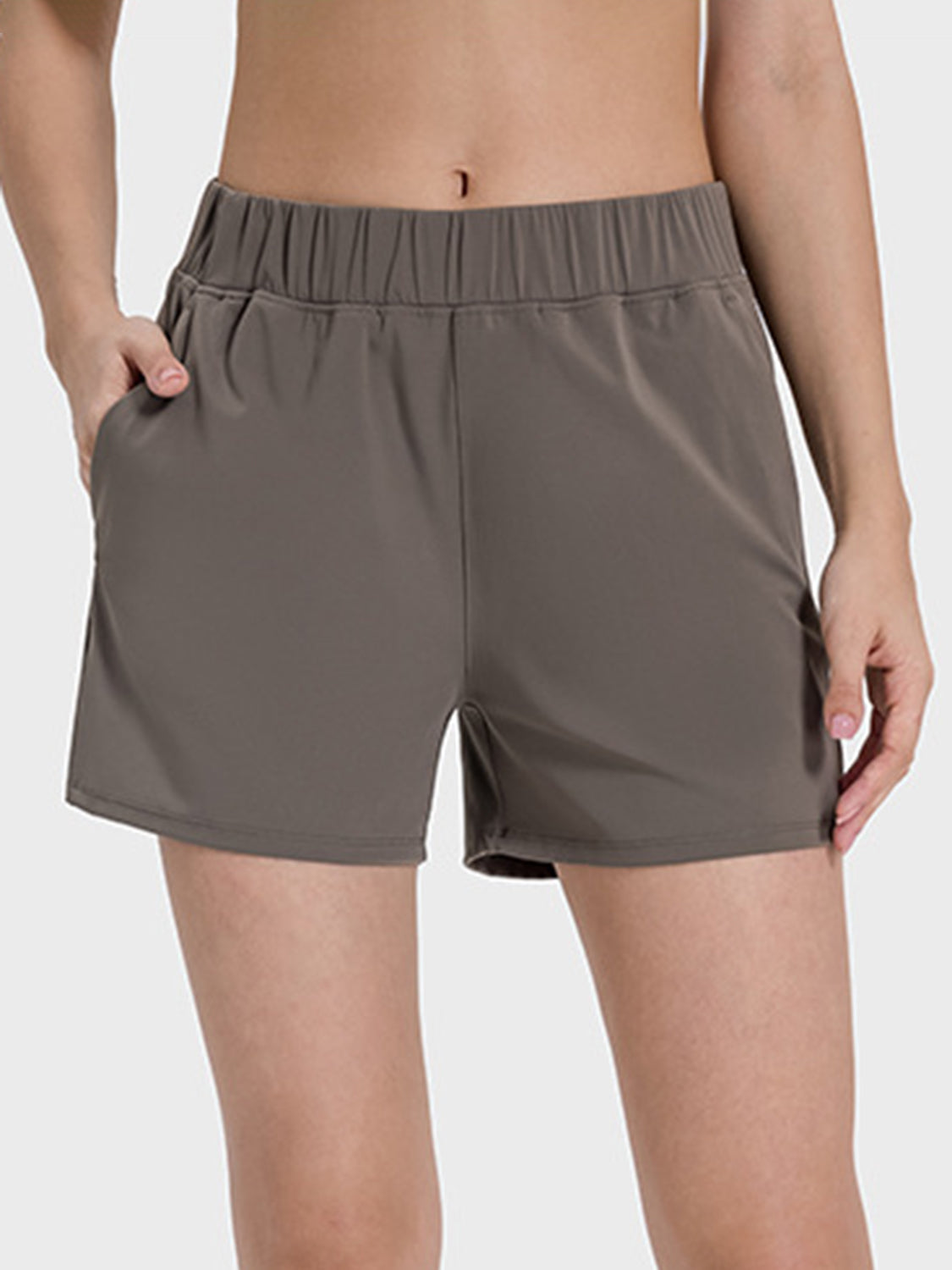 Millennia Elastic Waist Active Shorts Mocha