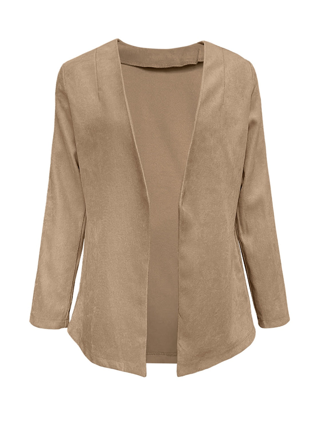 Open Front Long Sleeve Cardigan Camel