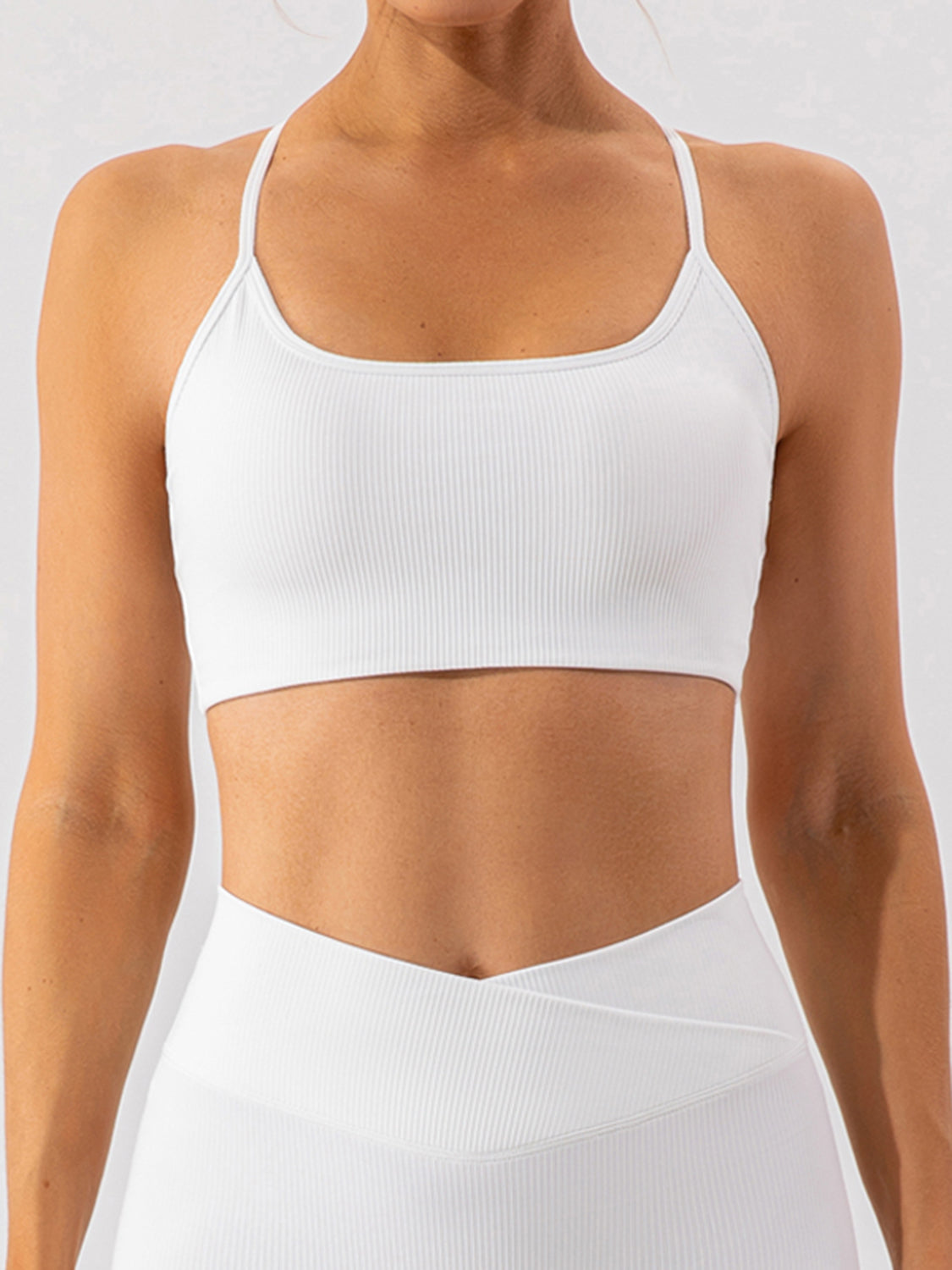 Spaghetti Strap Active Bra White