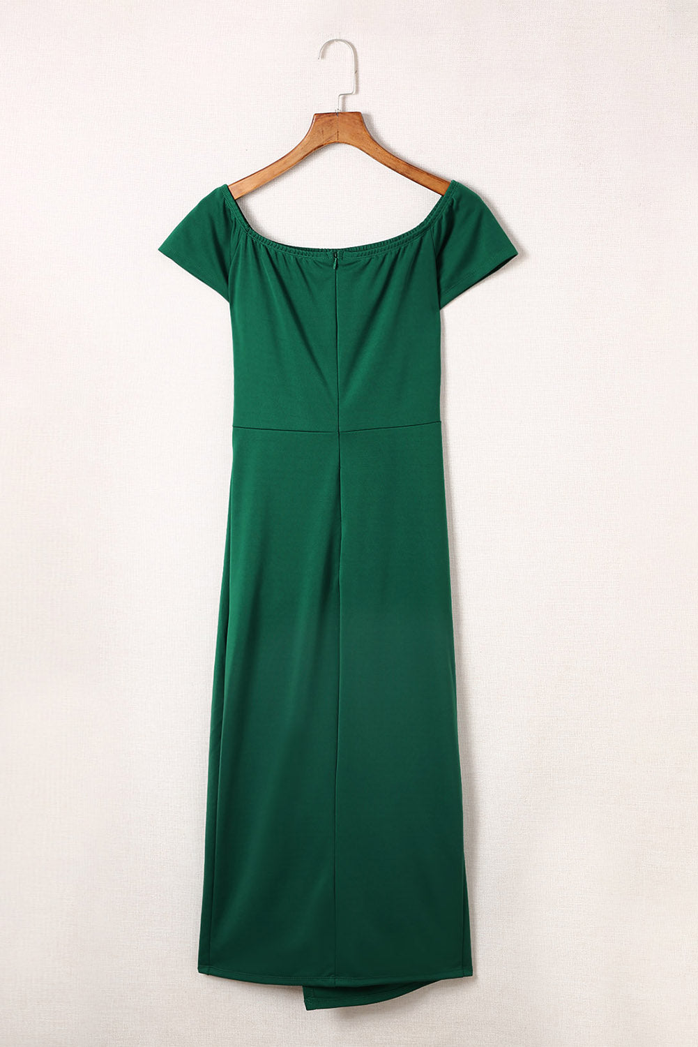 Slit Short Sleeve Wrap Dress Dark Green