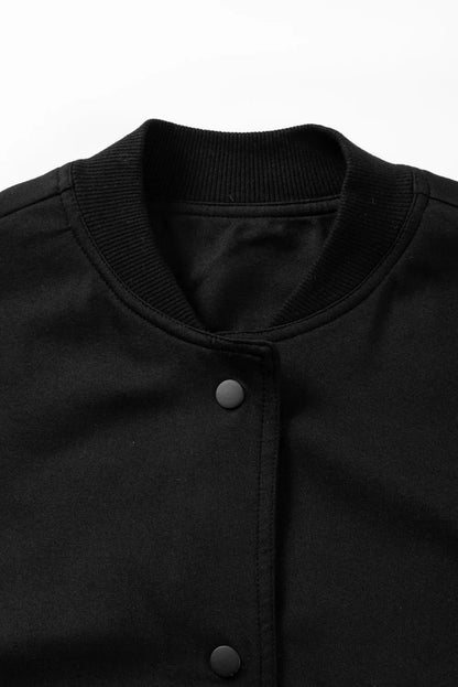 Pocketed Snap Down Long Sleeve Jacket Black