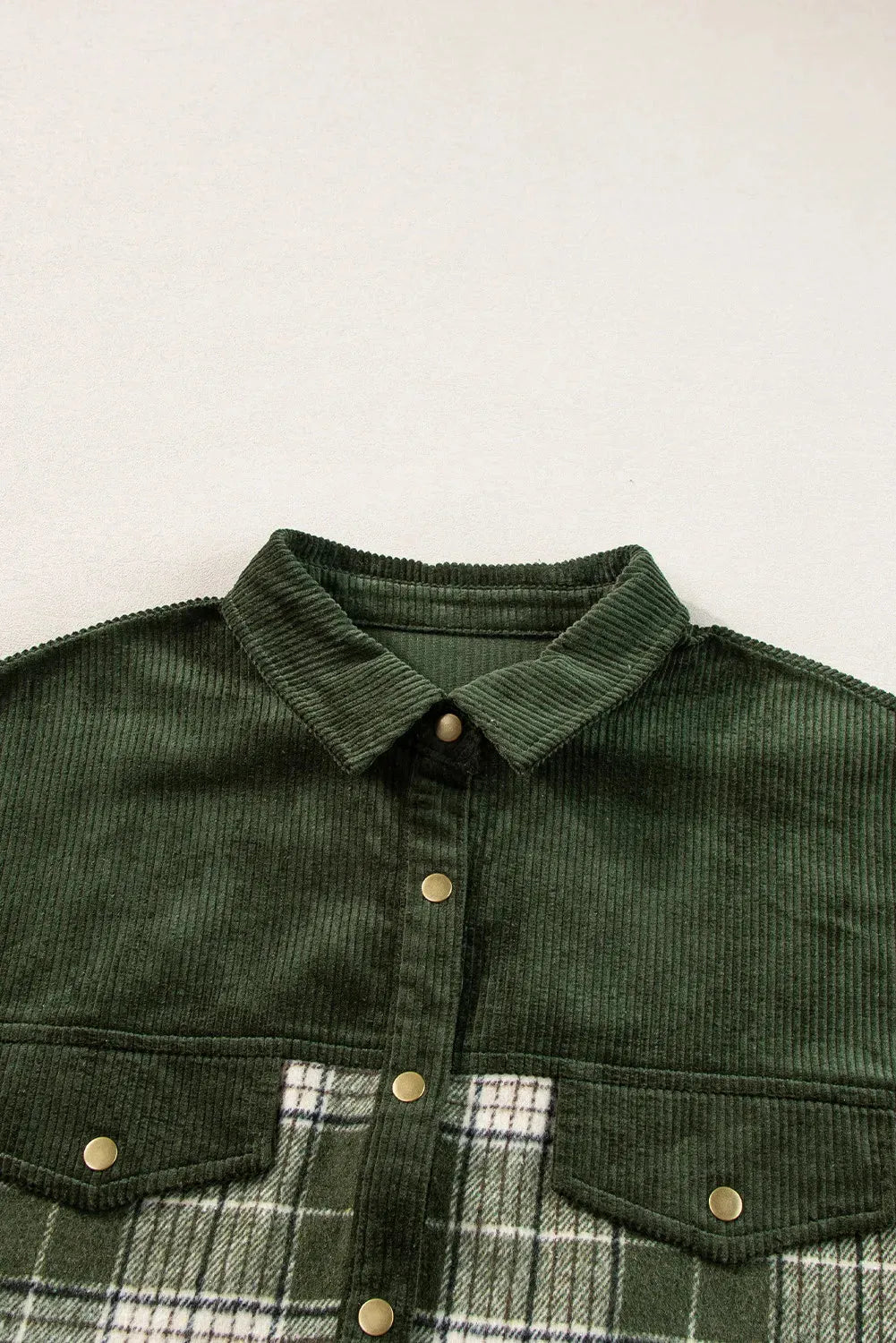 Plaid Button Up Long Sleeve Jacket Dark Green