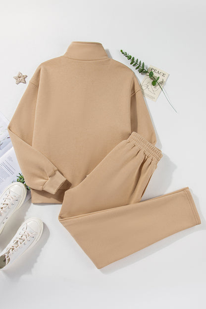 Half Snap Turtleneck Top and Pants Active Set Dust Storm