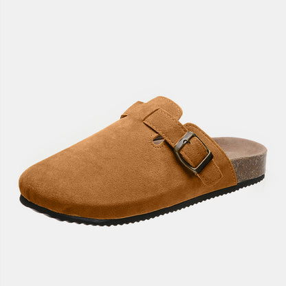 Suede Closed Toe Buckle Slide