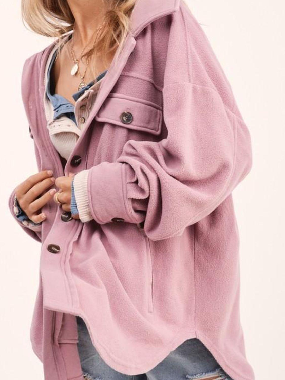 Button Up Long Sleeve Jacket Dusty Pink