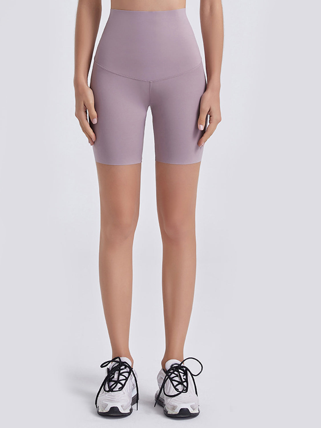 Wide Waistband Sports Shorts Lilac