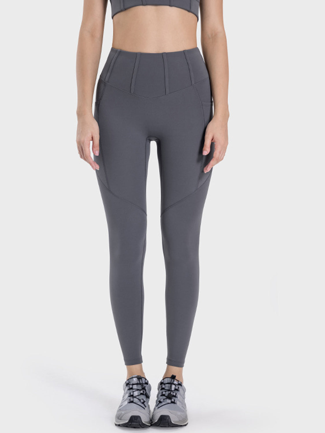 Millennia Pocketed High Waist Active Leggings Dark Gray