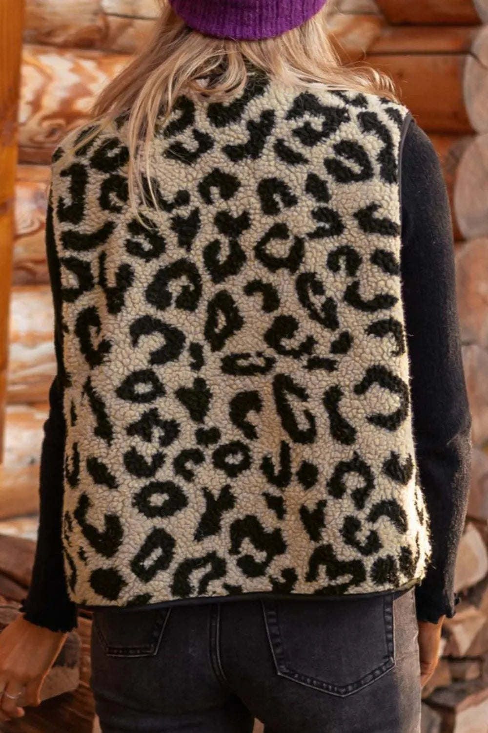 Leopard Button Up Vest Coat Leopard