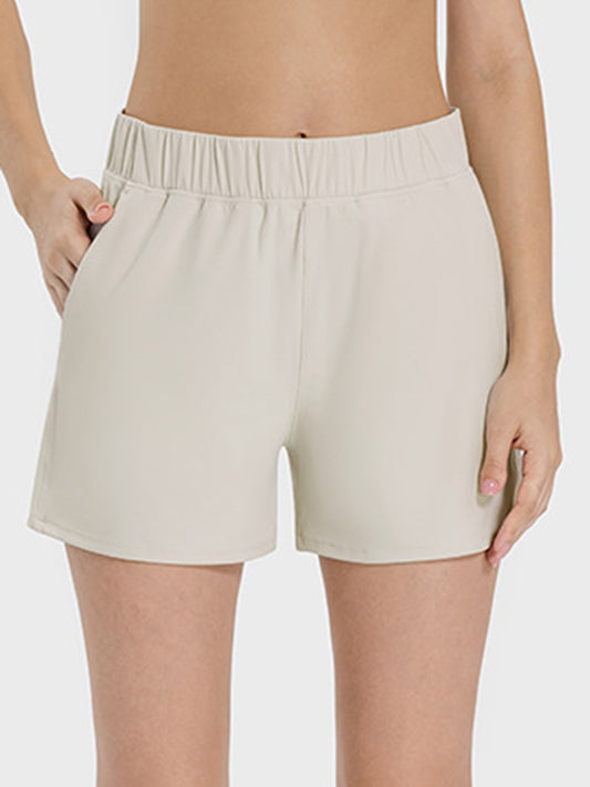 Millennia Elastic Waist Active Shorts Beige