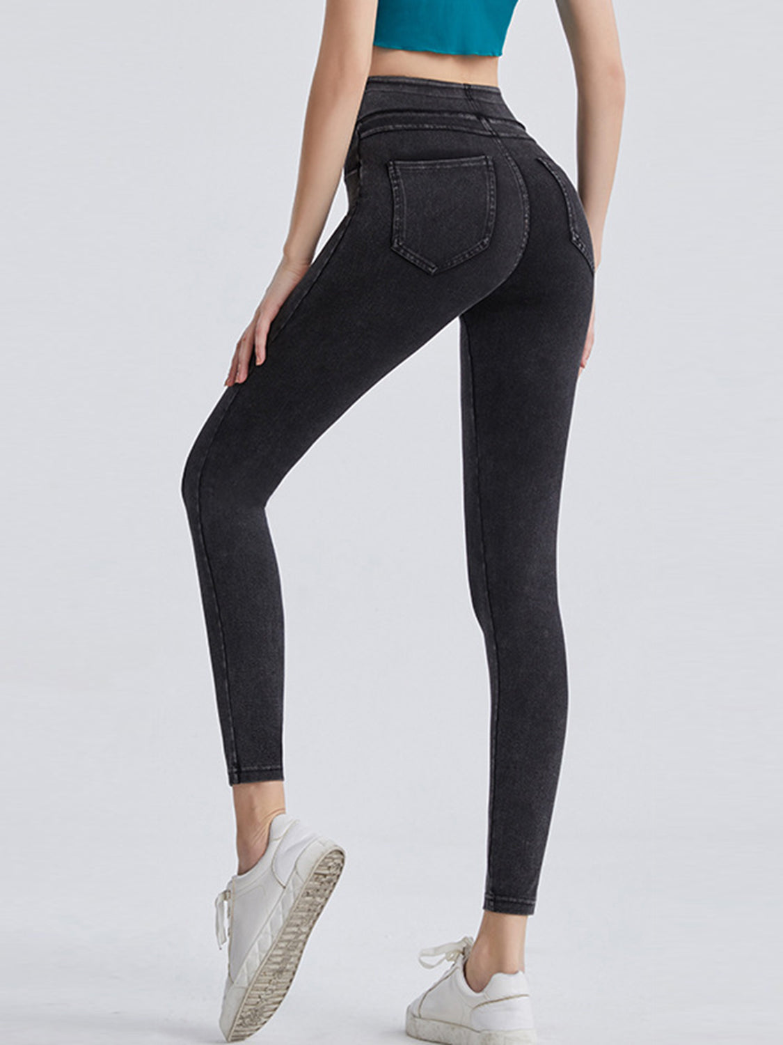 Wide Waistband Sports Leggings Charcoal