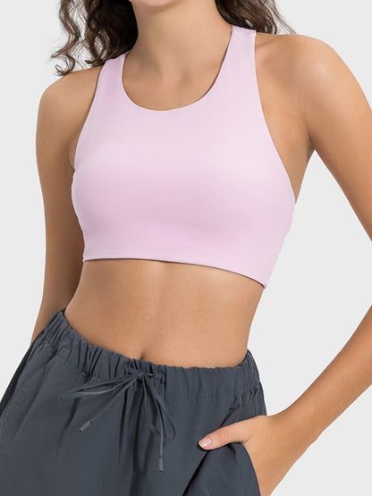 Millennia Cutout Round Neck Active Tank Blush Pink