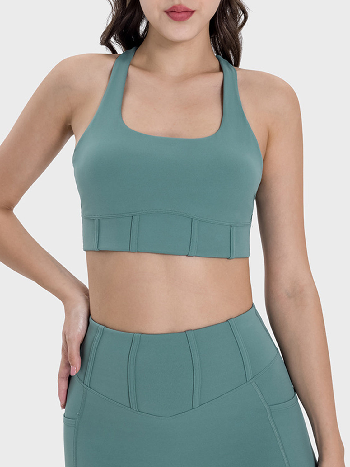 Millennia Square Neck Wide Strap Active Tank Teal