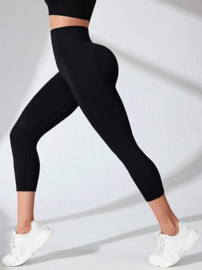 High Waist Cropped Active Leggings Black