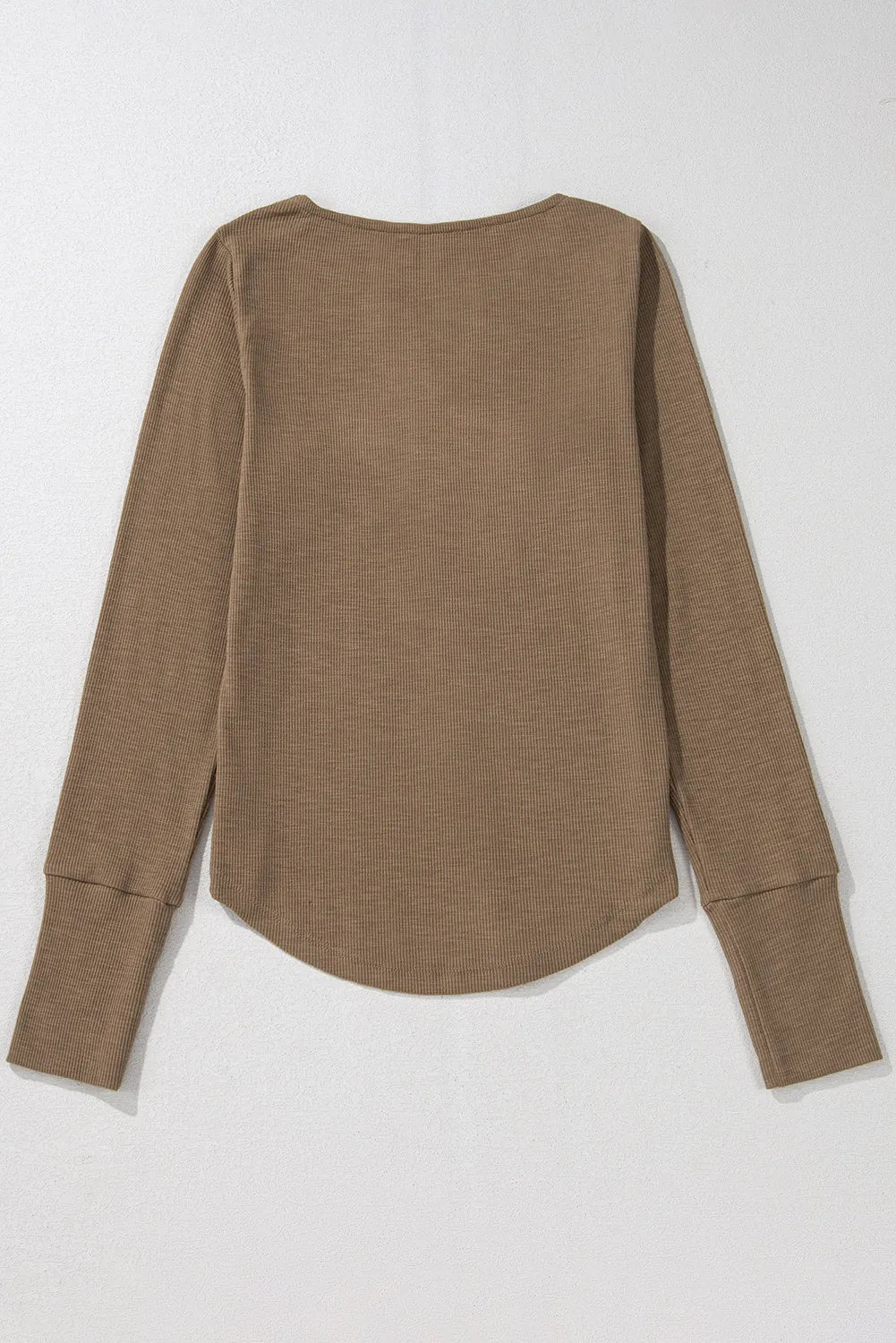 Eyelet V-Neck Long Sleeve Top Coffee Brown