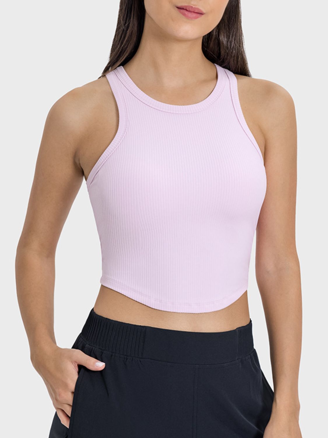 Millennia Round Neck Racerback Active Tank Blush Pink