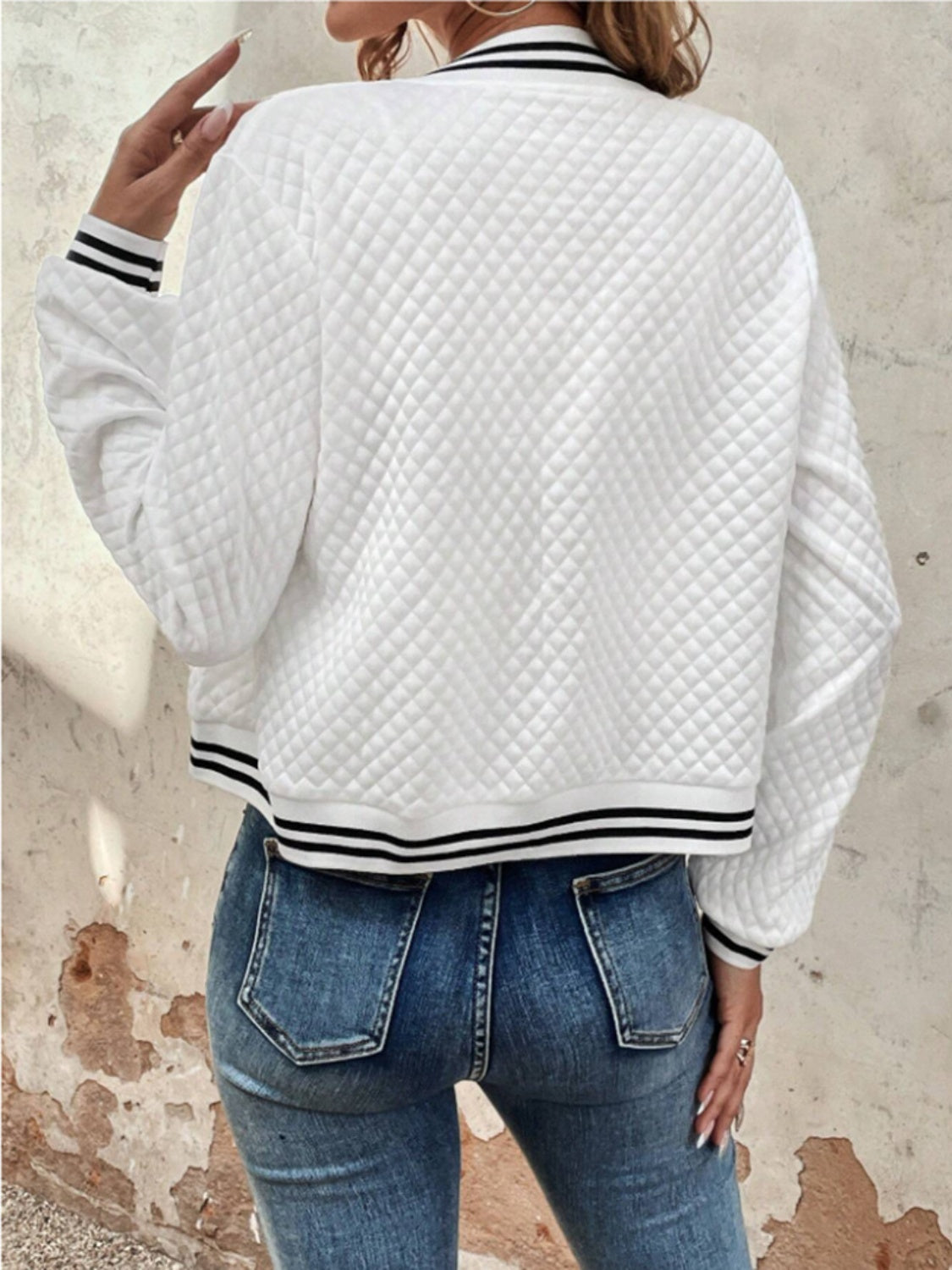 Zip Up Long Sleeve Jacket White