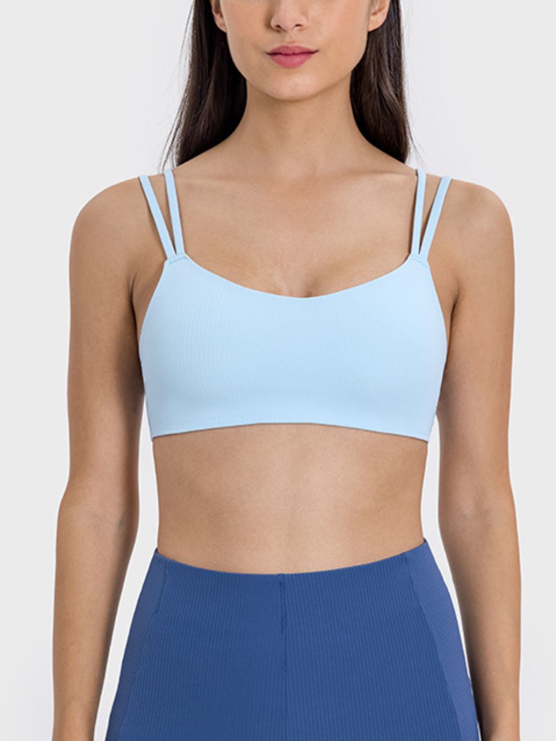 Millennia Scoop Neck Double Strap Active Cami Light Blue