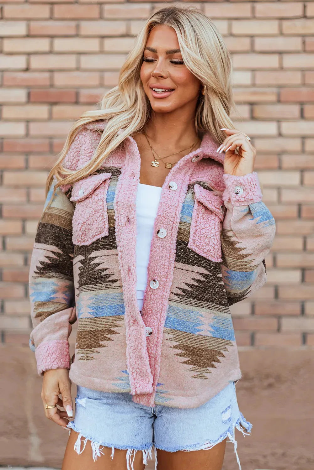 Button Up Long Sleeve Jacket Dusty Pink