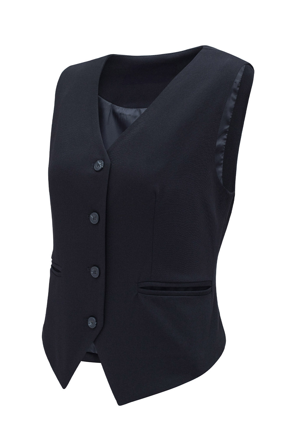 Pocketed Button Up Vest Black