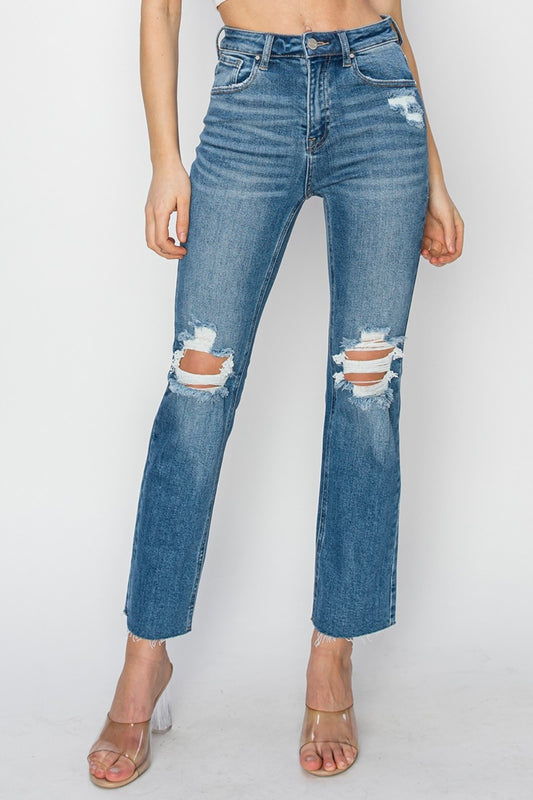 RISEN High Rise Distressed Ankle Jeans Medium