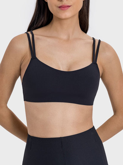 Millennia Scoop Neck Double Strap Active Cami Black