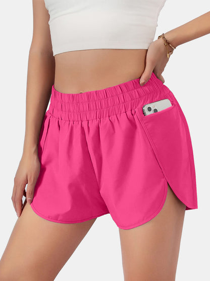 Elastic Waist Active Shorts Hot Pink