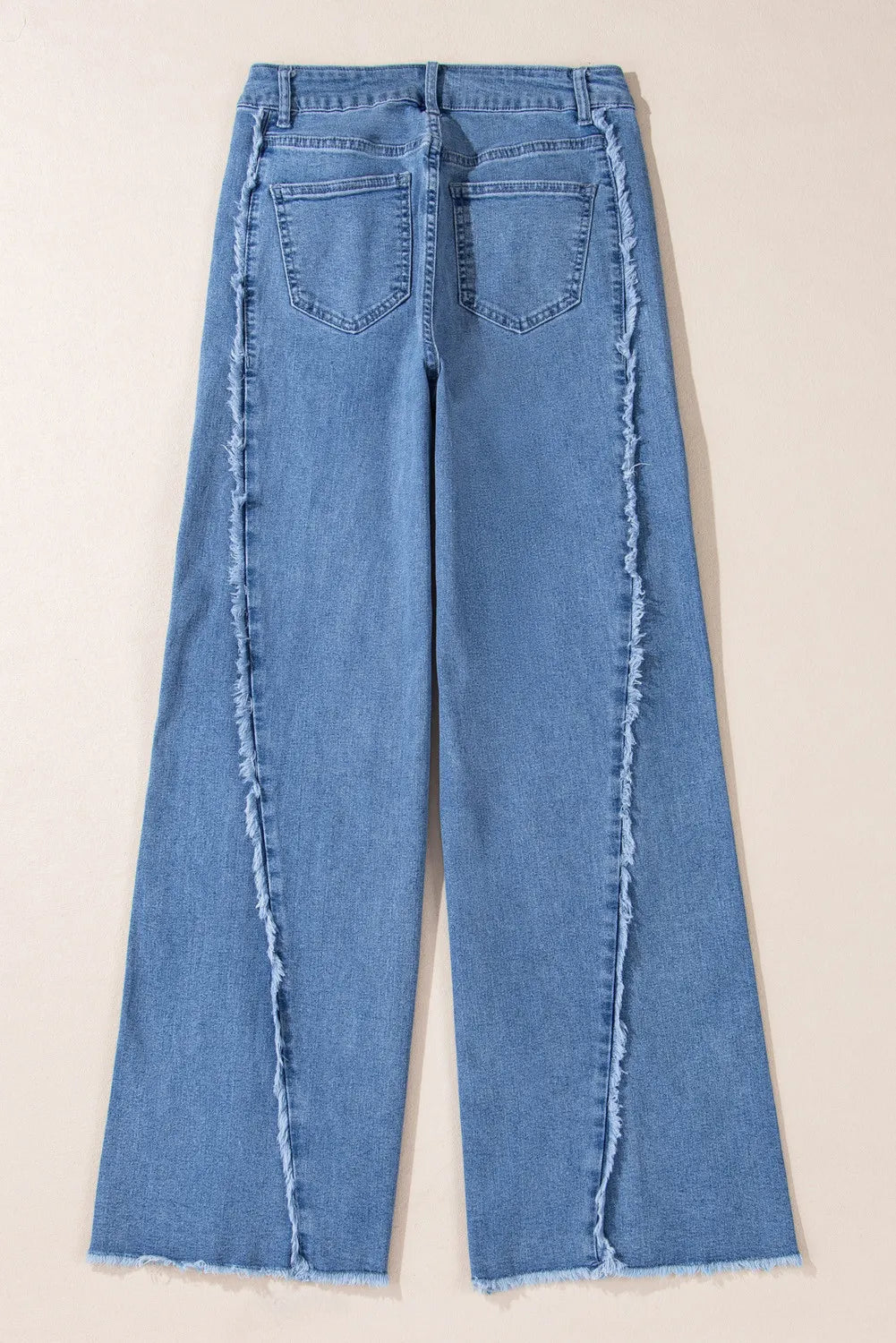 Raw Hem Wide Leg Jeans with Pockets Medium