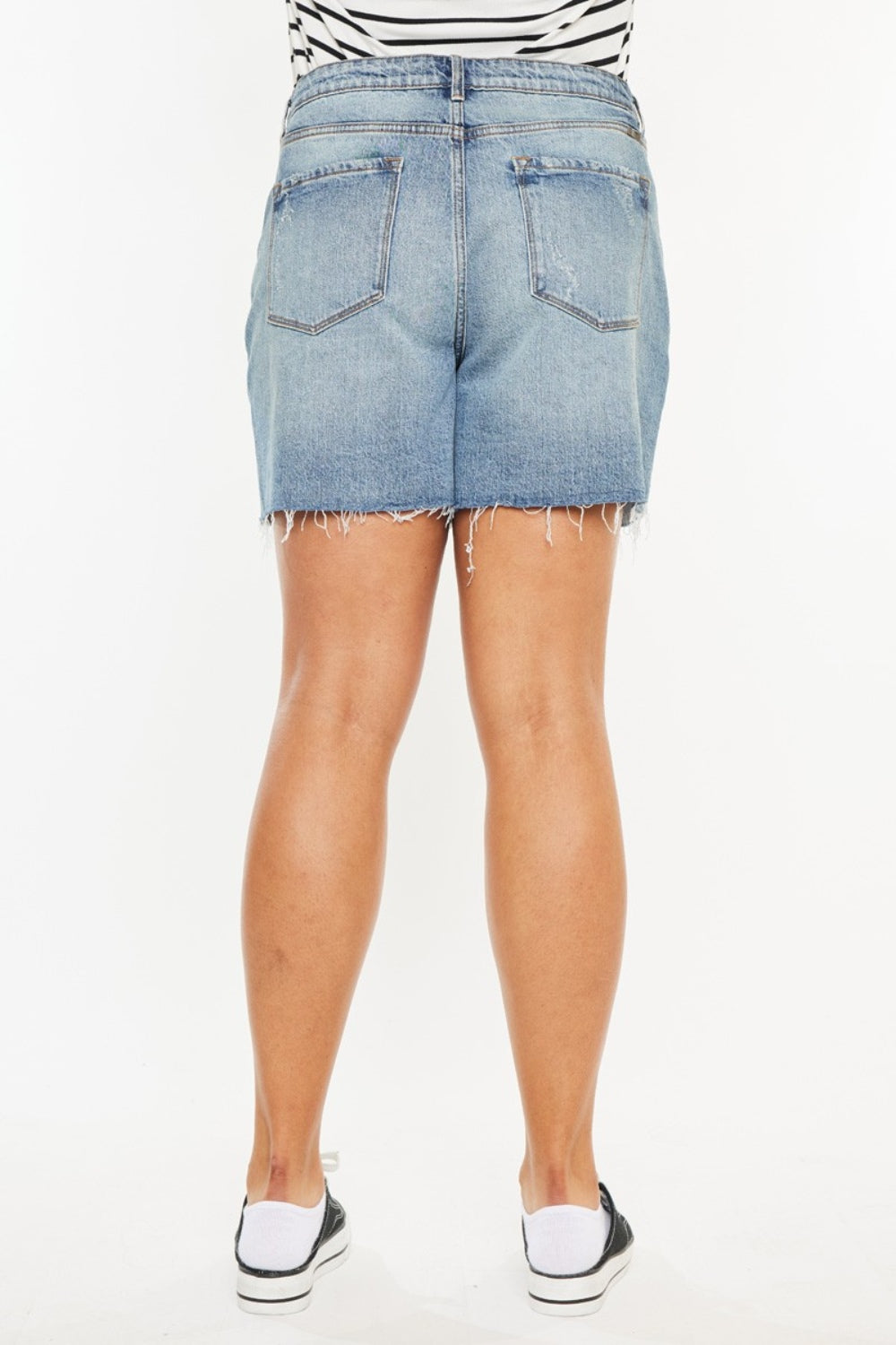 Kancan Full Size Raw Hem High Waist Denim Shorts Medium